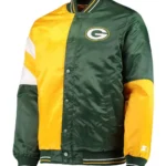 Green Bay Packers Leader Satin Full-Snap Green-Yellow Jacket