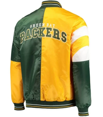 Green Bay Packers Leader Satin Full-Snap Green-Yellow Jacket
