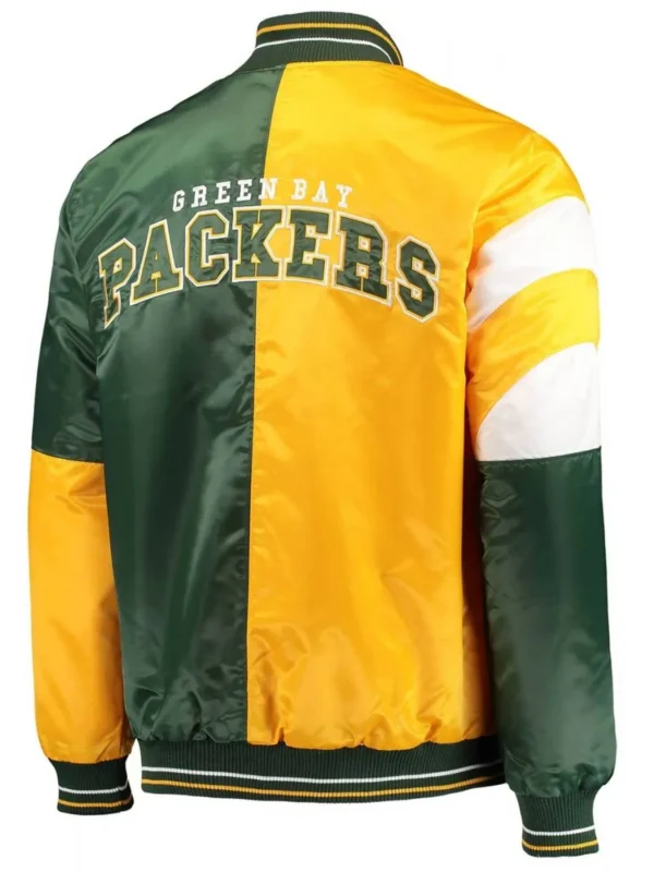 Green Bay Packers Leader Satin Full-Snap Green-Yellow Jacket