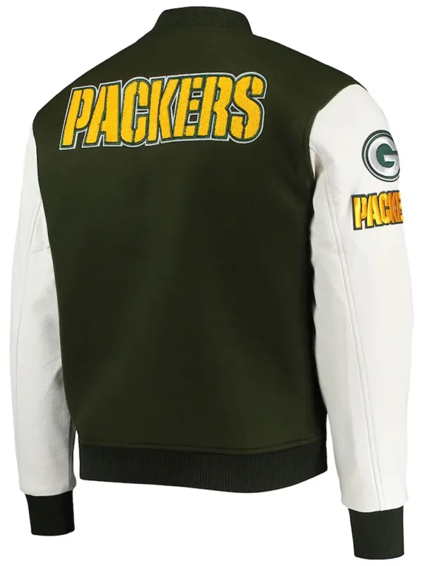 Green Bay Packers Logo Green and White Varsity Jacket