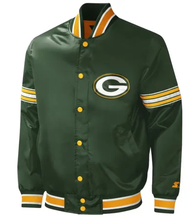 Green Bay Packers Midfield Varsity Green Satin Jacket