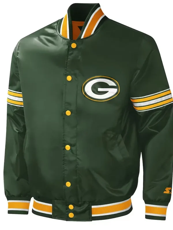 Green Bay Packers Midfield Varsity Green Satin Jacket