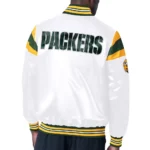 Green Bay Packers Midweight White Satin Jacket