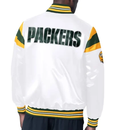 Green Bay Packers Midweight White Satin Jacket