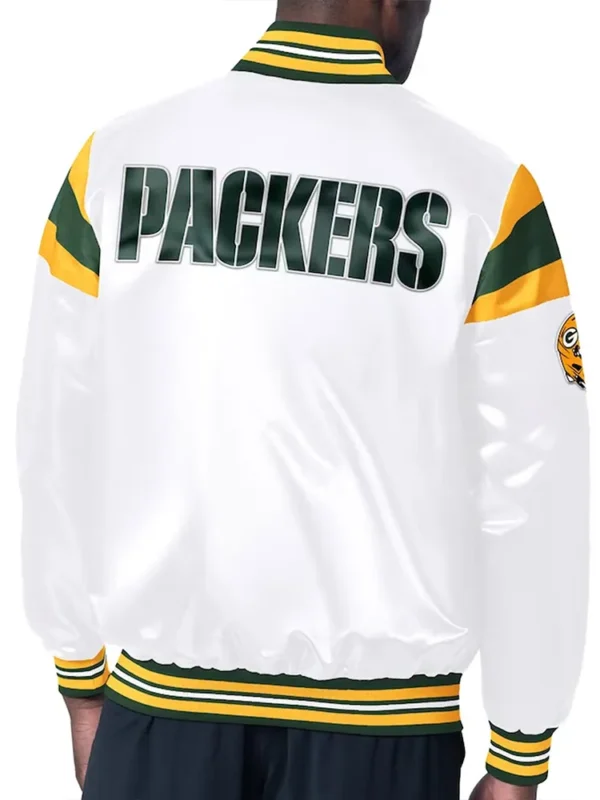 Green Bay Packers Midweight White Satin Jacket