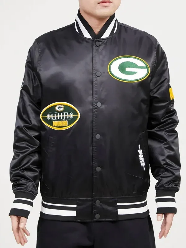 Green Bay Packers Old English Classic Rib Satin Jacket