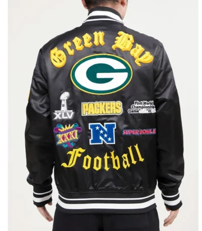 Green Bay Packers Old English Classic Rib Satin Jacket