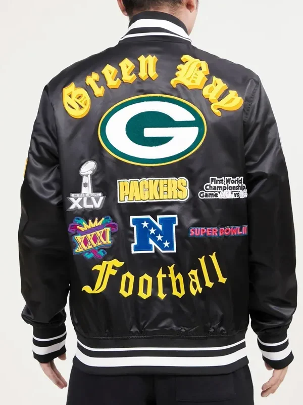 Green Bay Packers Old English Classic Rib Satin Jacket