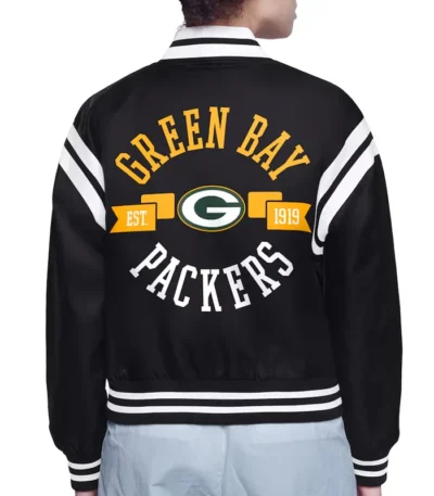 Green Bay Packers Printed Logo Varsity Satin Jacket