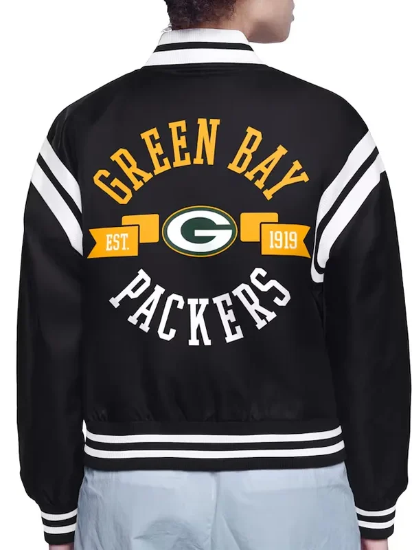 Green Bay Packers Printed Logo Varsity Satin Jacket