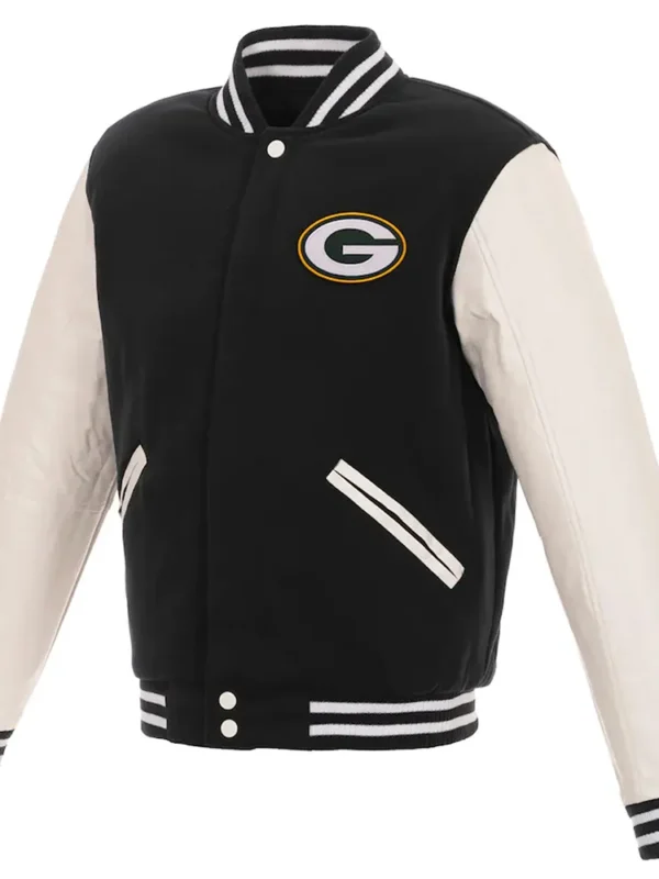 Green Bay Packers Varsity Black-White Jacket