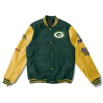 Green-Yellow Green Bay Packers 4X Super Bowl Champions Letterman Jacket