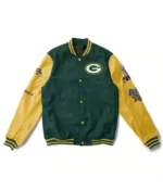 Green-Yellow Green Bay Packers 4X Super Bowl Champions Letterman Jacket