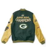 Green-Yellow Green Bay Packers 4X Super Bowl Champions Letterman Jacket