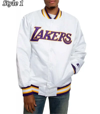 Hardwood Classics Los Angeles Lakers White Satin Jacket