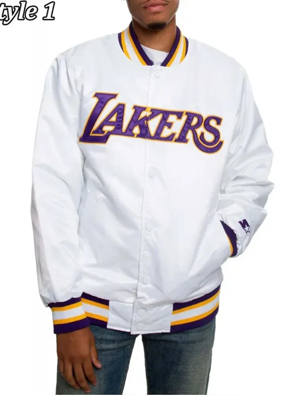 Hardwood Classics Los Angeles Lakers White Satin Jacket