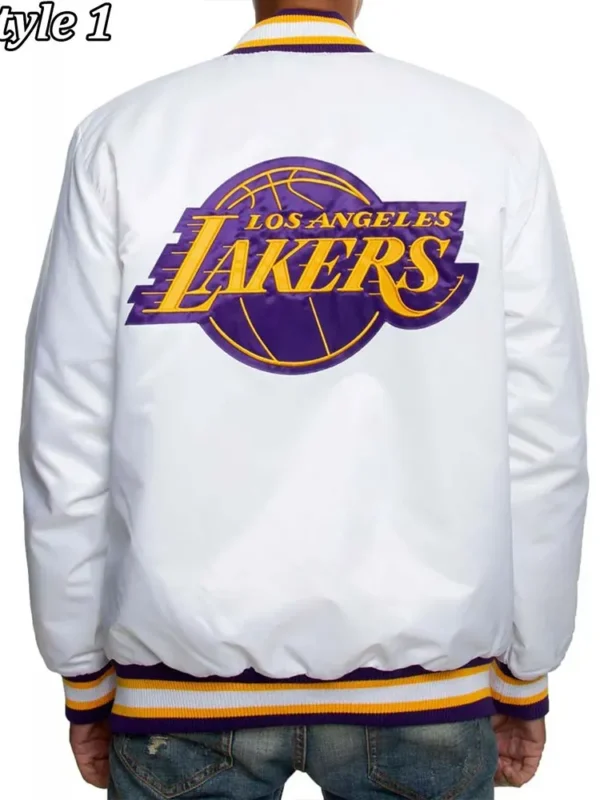 Hardwood Classics Los Angeles Lakers White Satin Jacket