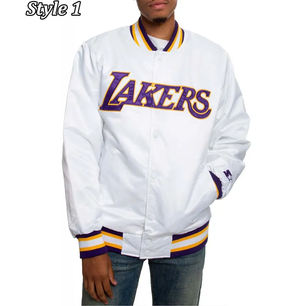 Hardwood Classics Los Angeles Lakers White Satin Jacket Hardwood Classics Los Angeles Lakers White Satin Jacket
