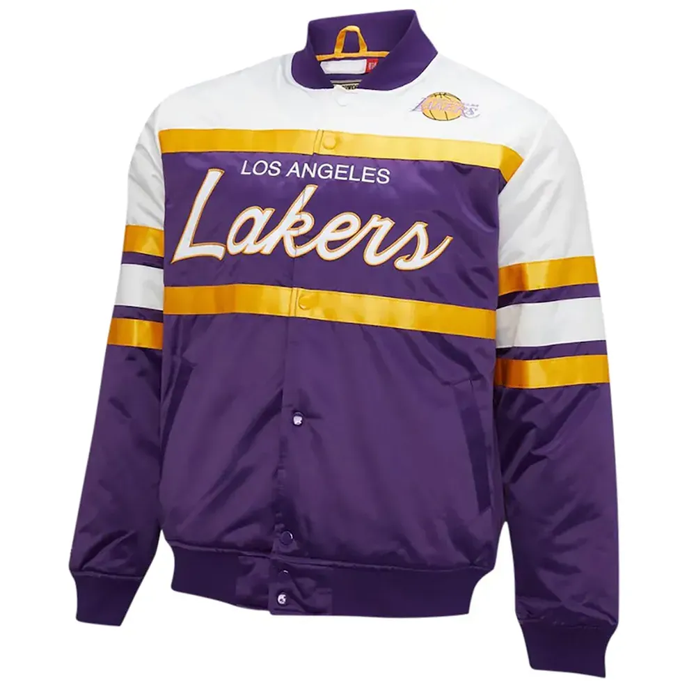 Hardwood Classics Script Los Angeles Lakers Satin Jacket Hardwood Classics Script Los Angeles Lakers Satin Jacket