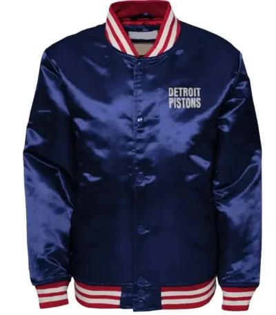 Heavyweight Detroit Pistons Navy Satin Jacket