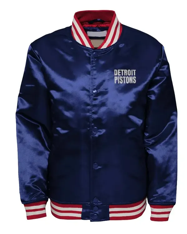 Heavyweight Detroit Pistons Navy Satin Jacket Heavyweight Detroit Pistons Navy Satin Jacket
