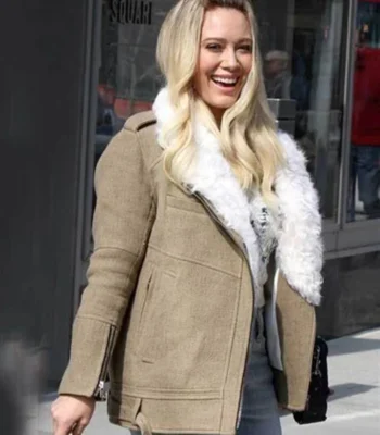 Hilary Duff Younger White Fur Collar Camel Color Jacket