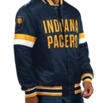 Home Game Indiana Pacers Navy Satin Bomber Jacket