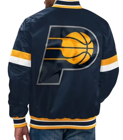Home Game Indiana Pacers Navy Satin Bomber Jacket