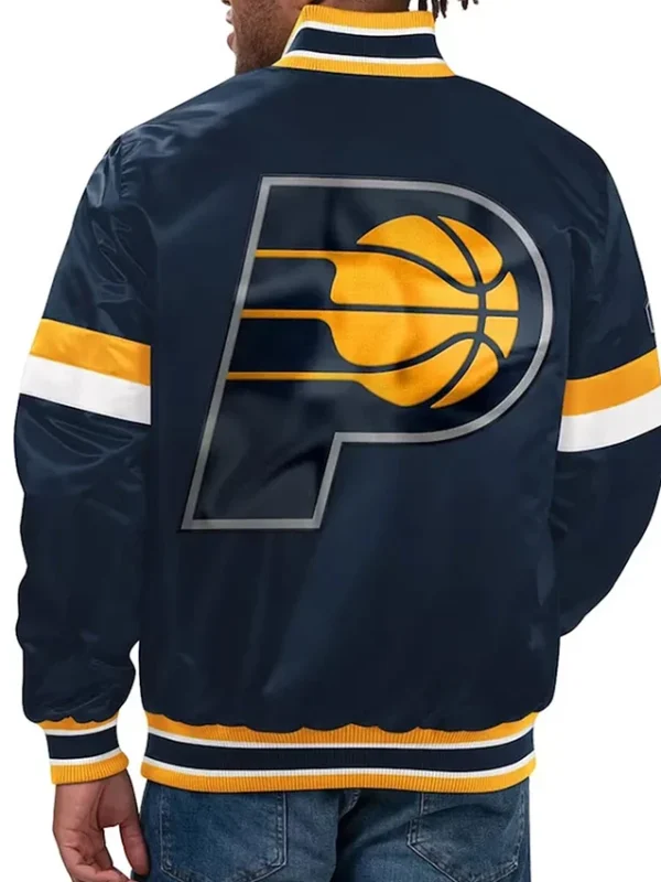 Home Game Indiana Pacers Navy Satin Bomber Jacket