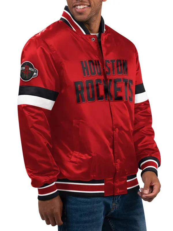 Home Game Rockets Black Satin Jacket