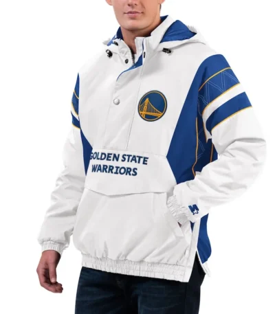 Home Team Golden State Warriors White Half-Zip Jacket