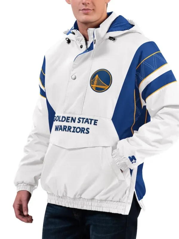 Home Team Golden State Warriors White Half-Zip Jacket