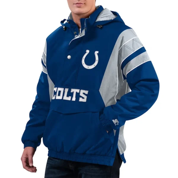 Home Team Indianapolis Colts Royal-Gray Half-Zip Hoodie Jacket