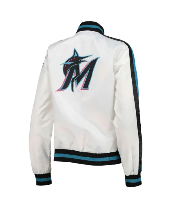 Miami Marlins Hometown White Varsity Satin Jacket