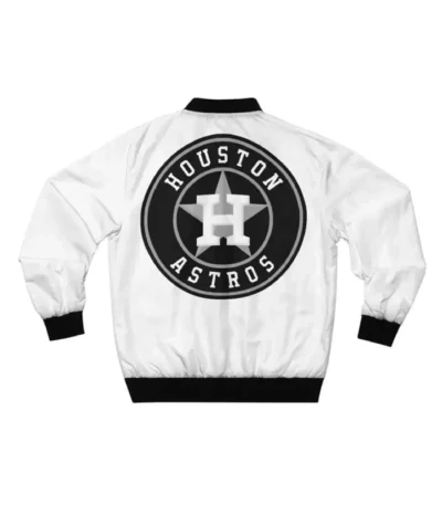 White Houston Astros Bomber Full-Zip Satin Jacket