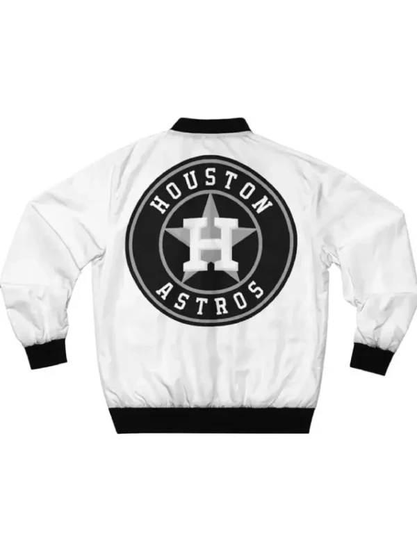 White Houston Astros Bomber Full-Zip Satin Jacket