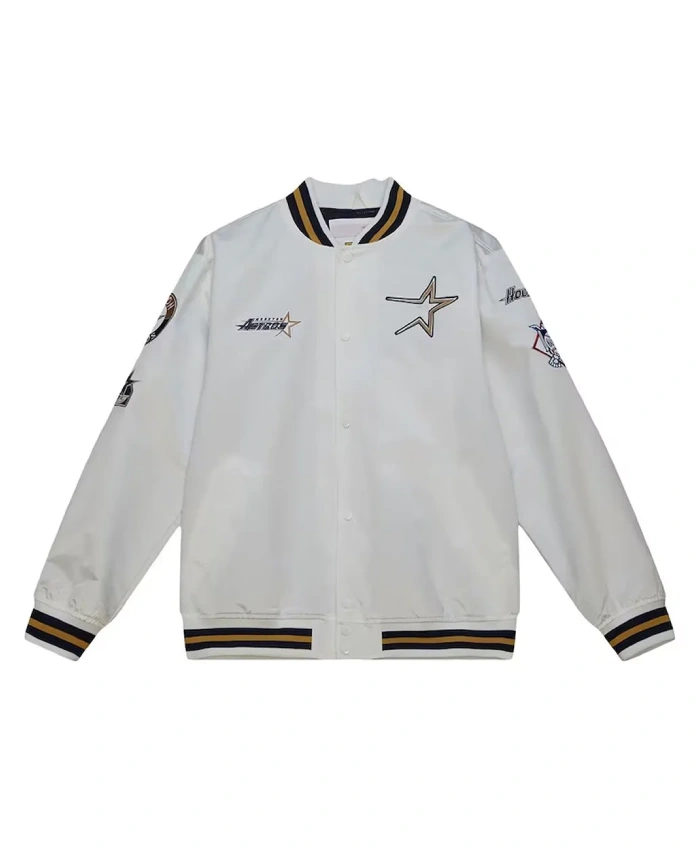 Houston Astros City Collection White Varsity Satin Jacket Houston Astros City Collection White Varsity Satin Jacket