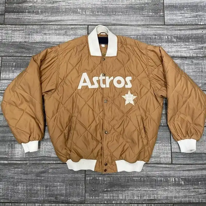 Houston Astros Cooperstown Brown Bomber Jacket Houston Astros Cooperstown Brown Bomber Jacket