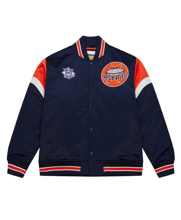 Houston Astros Heavyweight Navy Satin Jacket Houston Astros Heavyweight Navy Satin Jacket