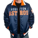 Houston Astros Navy Full-Zip Varsity Satin Jacket