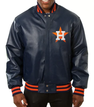 Houston Astros Navy Varsity Leather Jacket