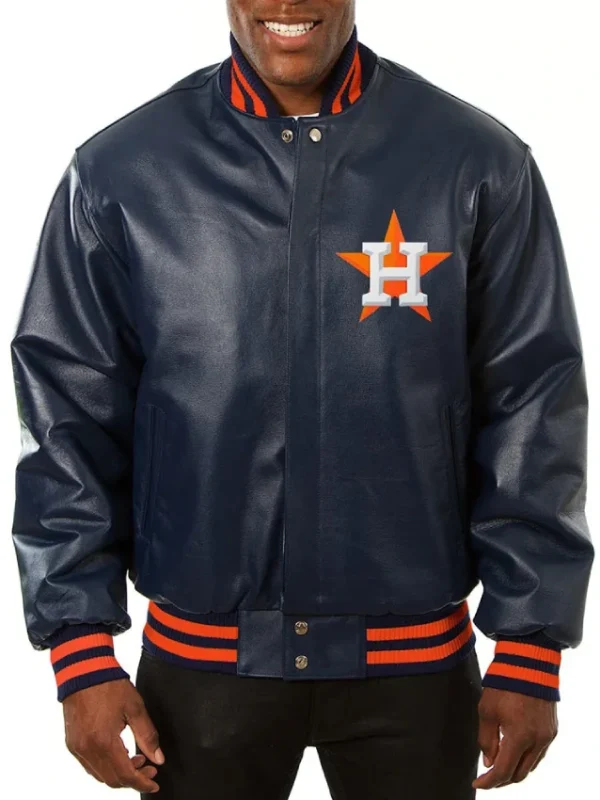 Houston Astros Navy Varsity Leather Jacket