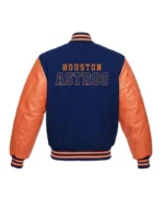 Houston Astros Blue and Orange Varsity Wool/Leather Jacket