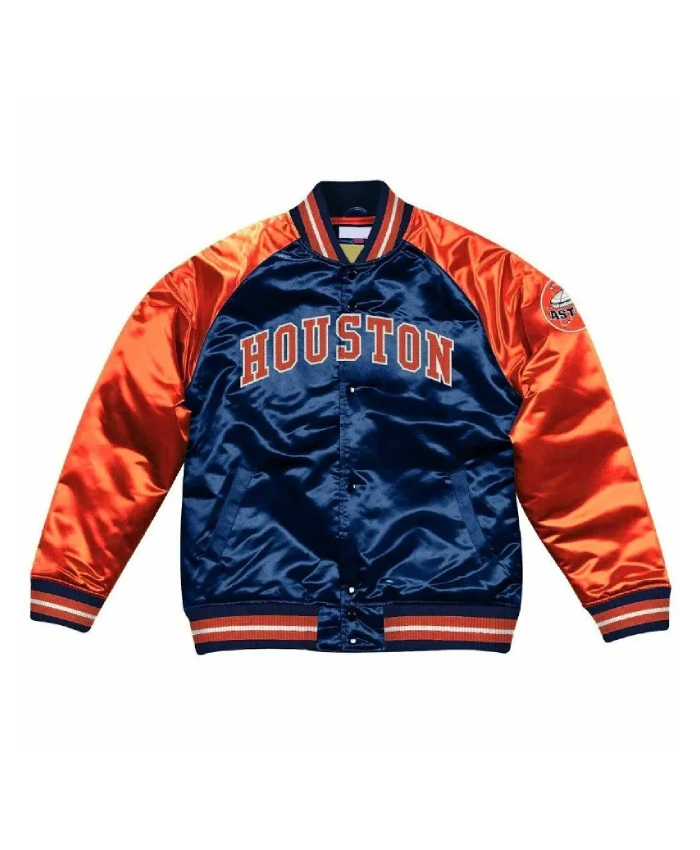Houston Astros Navy and Orange Satin Jacket Houston Astros Navy and Orange Satin Jacket