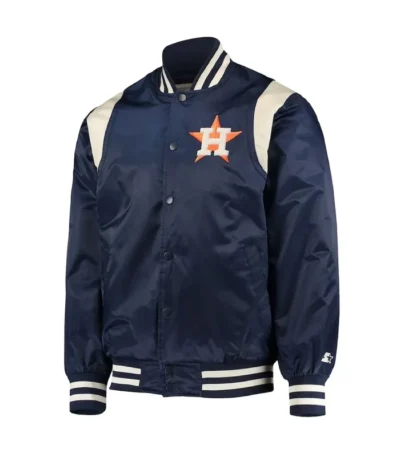 Houston Astros Navy/Cream Vintage Varsity Satin Jacket