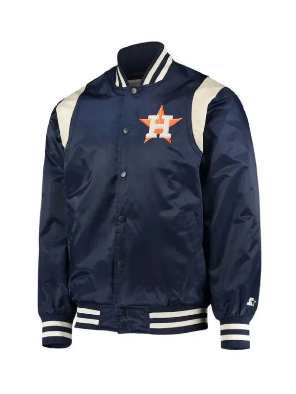 Houston Astros Navy/Cream Vintage Varsity Satin Jacket