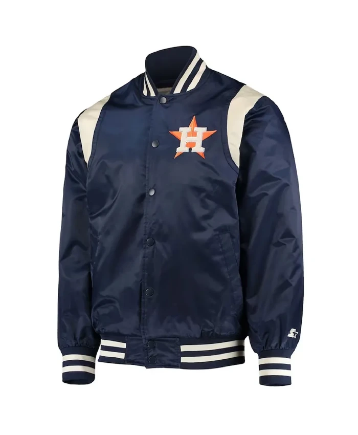 Houston Astros Navy/Cream Vintage Varsity Satin Jacket Houston Astros Navy/Cream Vintage Varsity Satin Jacket