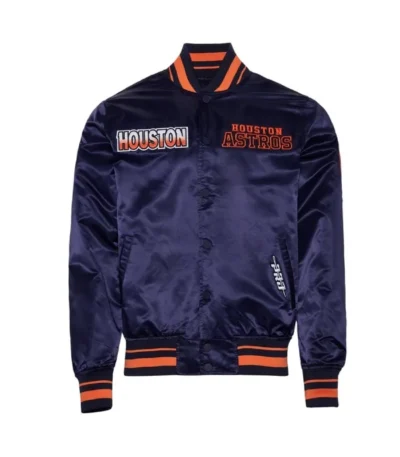 Houston Astros Turn It Up M Classic Rib Navy Satin Jacket