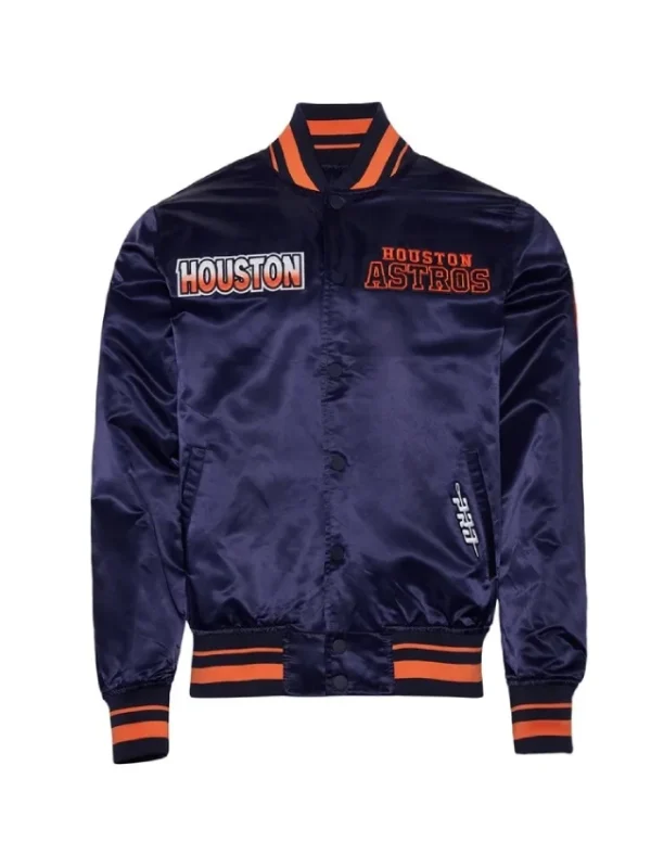 Houston Astros Turn It Up M Classic Rib Navy Satin Jacket