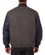 Charcoal/Navy Houston Astros Full-Snap Wool/Leather Jacket